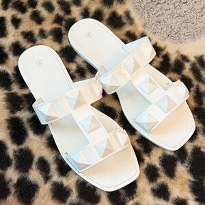 White Studded Sandals